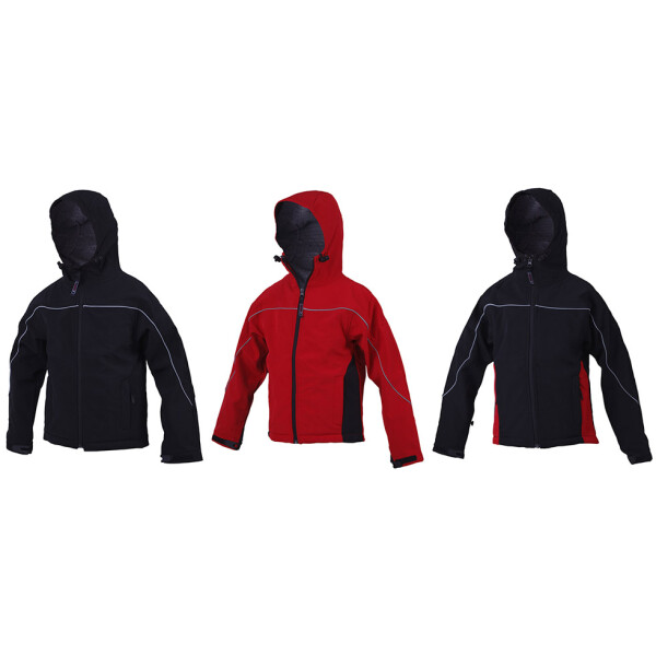 TempioKid Softshell Jacke mit Kapuze, Farbe: rot/schwarz Größe: 164